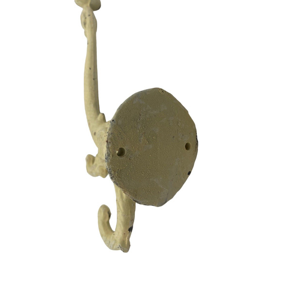 Vintage Ornate Wall 3 Hook Towel Robe Coat Hat Rack Whitewashed Cast Metal - Picture 2 of 10